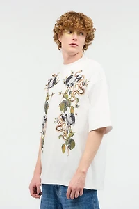 T-Shirt With Roses And Snakes