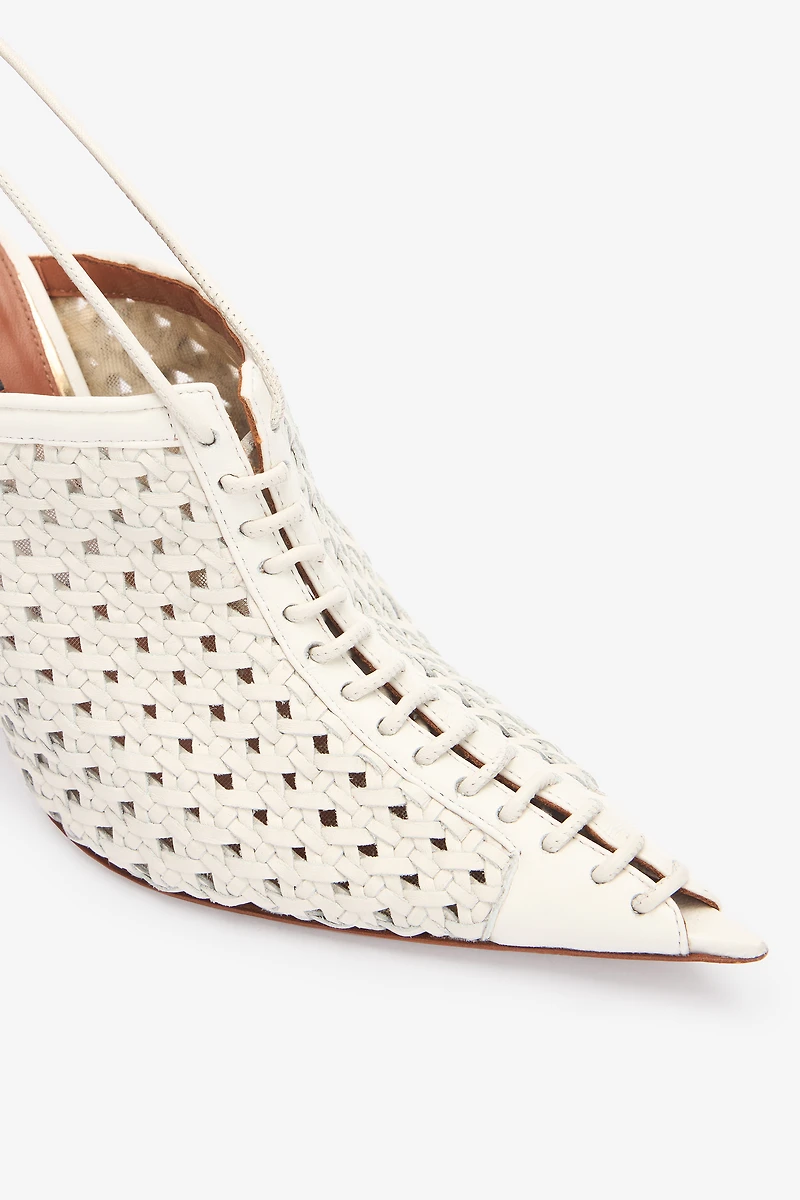 Lace-Up And Openwork Mules