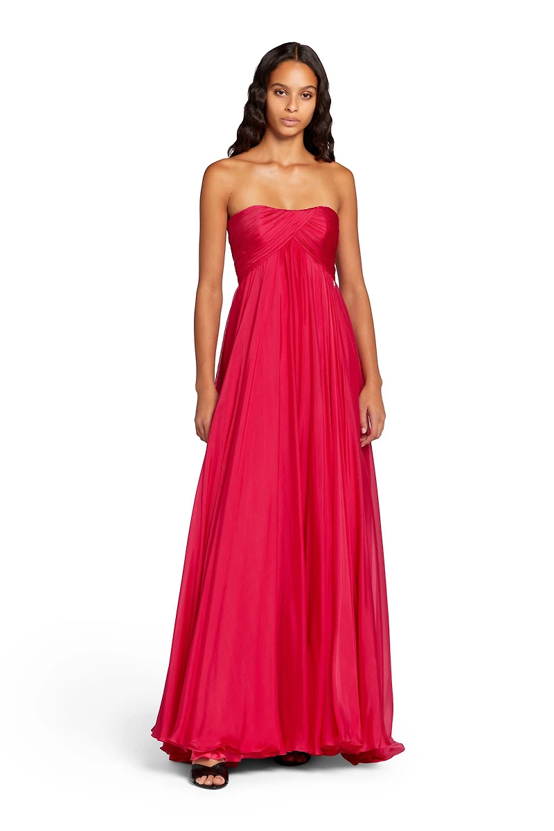 Strapless Silk Maxi Dress