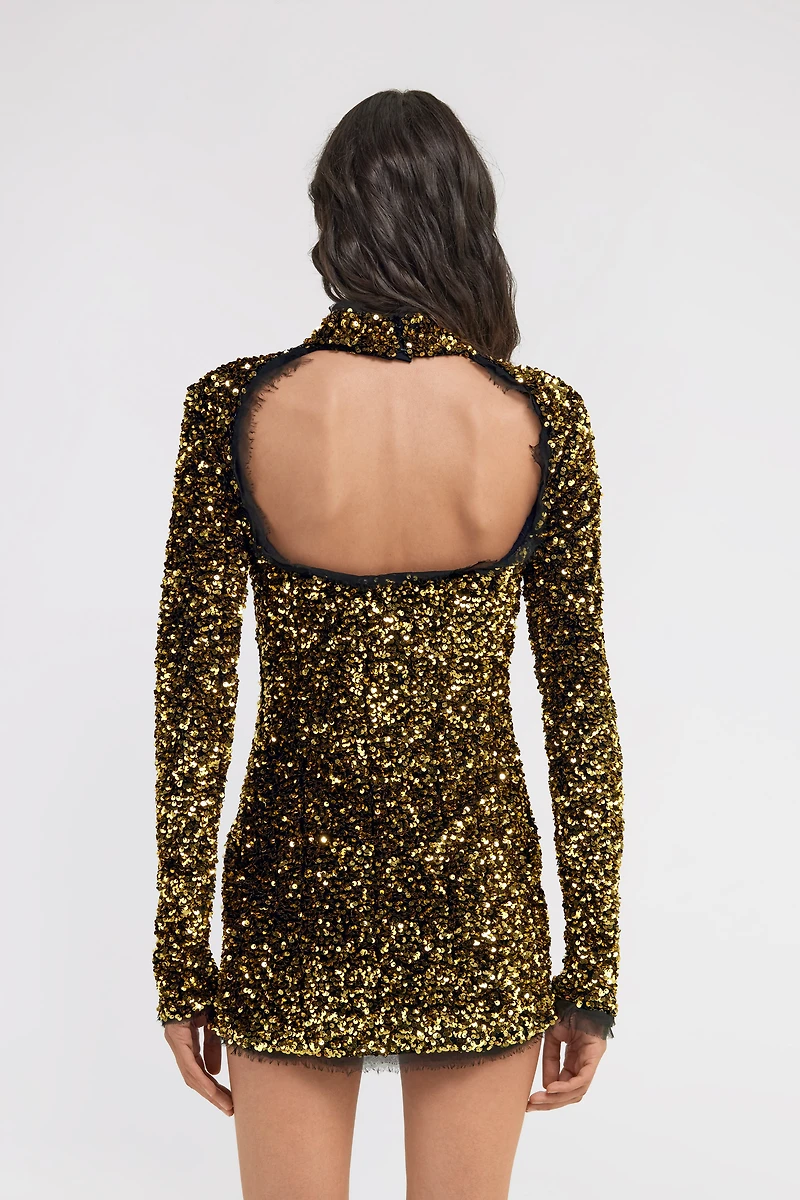Gold Sequin Mini Dress