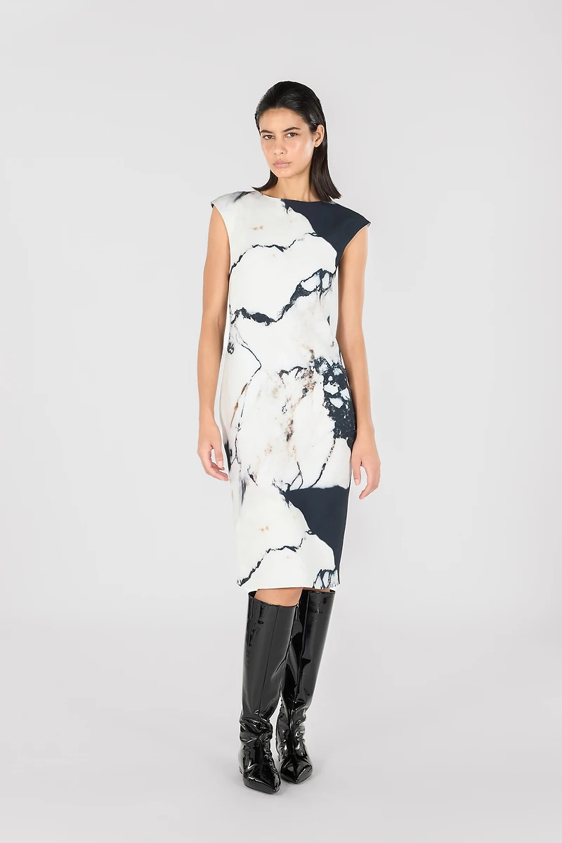Midi dress with Marble print