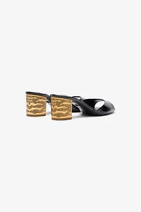 Mules With Thick Golden Heel