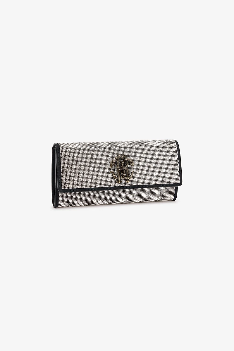 Clutch With Crystals And Mirror Snake Monogram