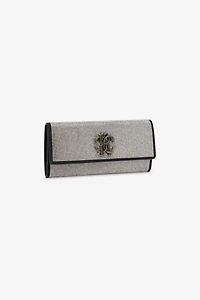 Clutch With Crystals And Mirror Snake Monogram