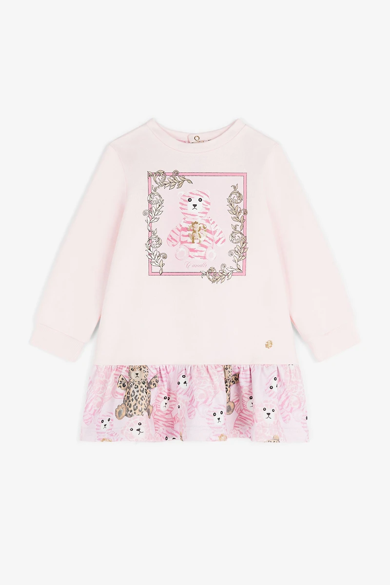 Teddy Bear-Print Sweater Dress