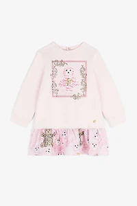 Teddy Bear-Print Sweater Dress