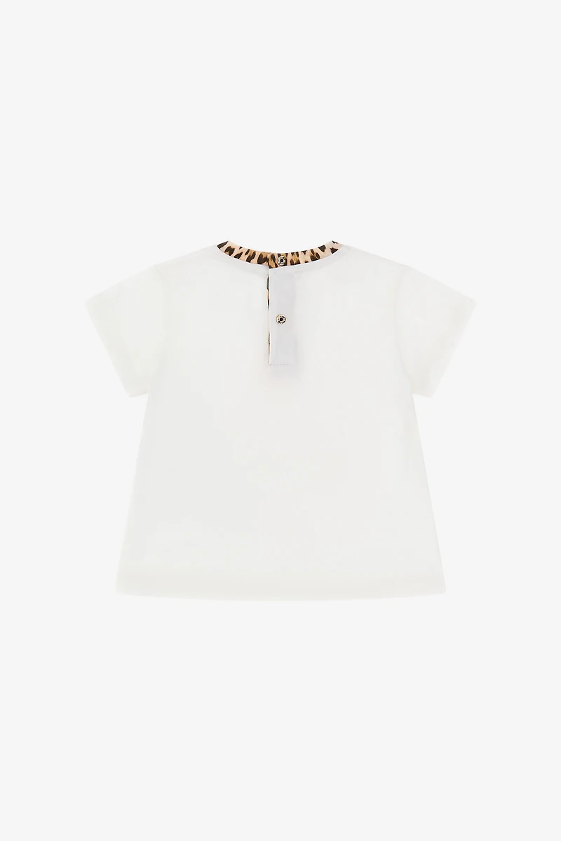 Floral Fantasy Tee with Leopard Accent