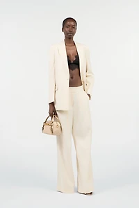 Cream Blazer With Logo Detail
