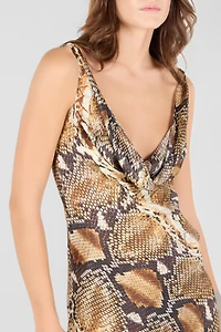 Python Print Silk Midi Dress