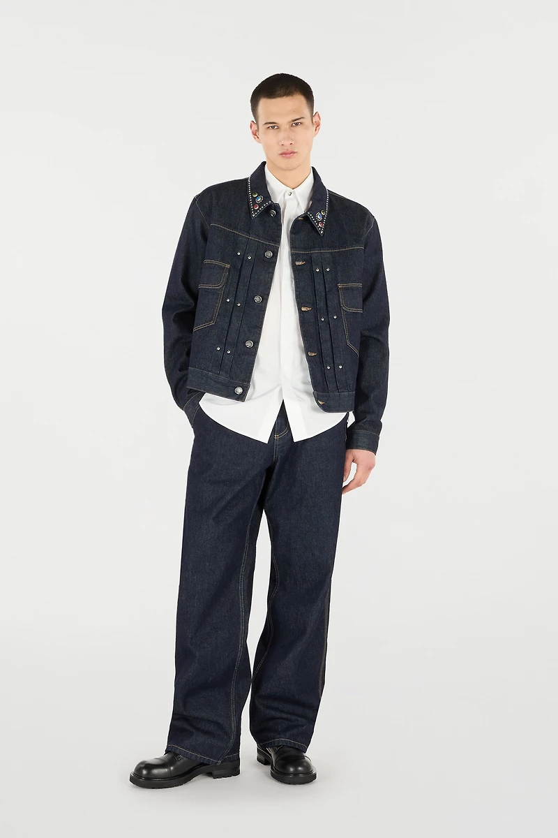 Denim Jacket With Studs And Stones