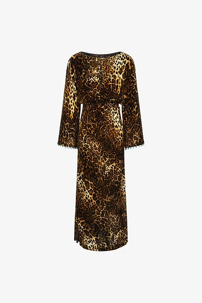 Leopard print velvet dress