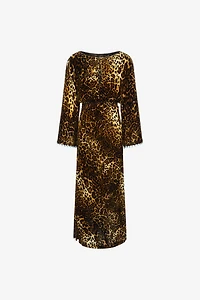 Leopard print velvet dress