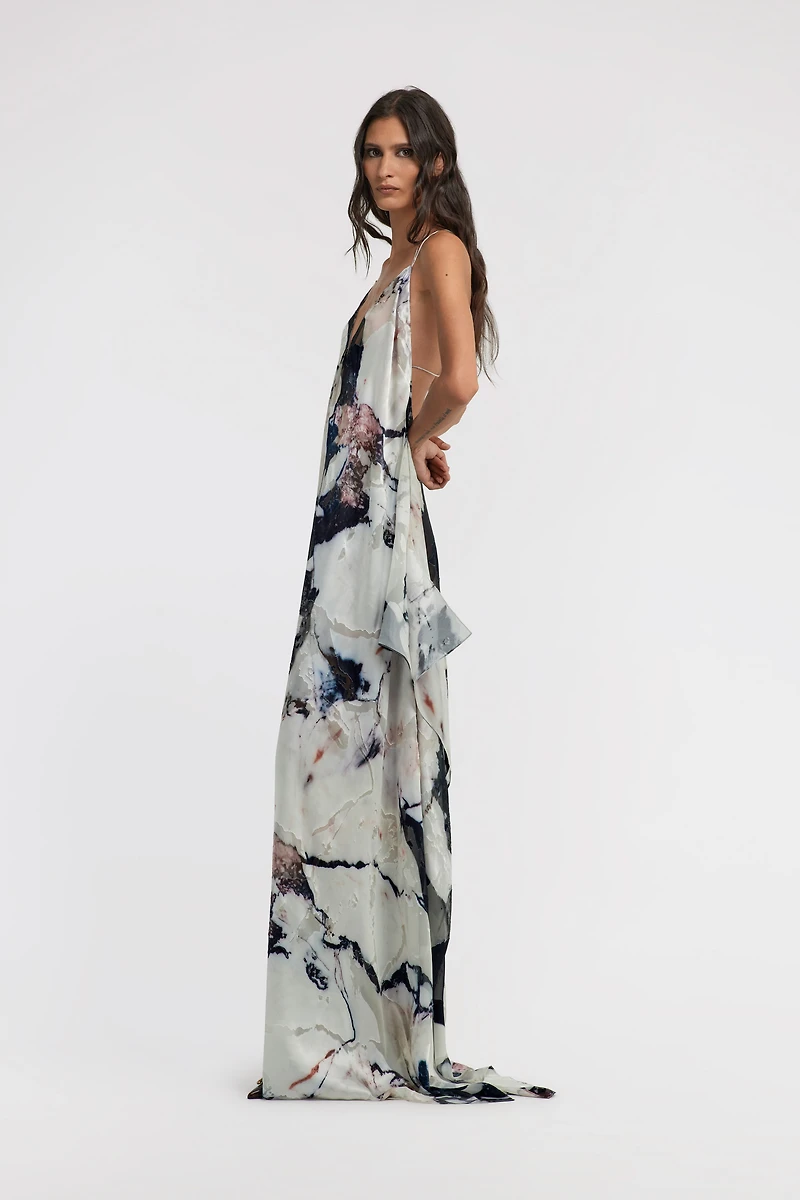 Marble print long Dress