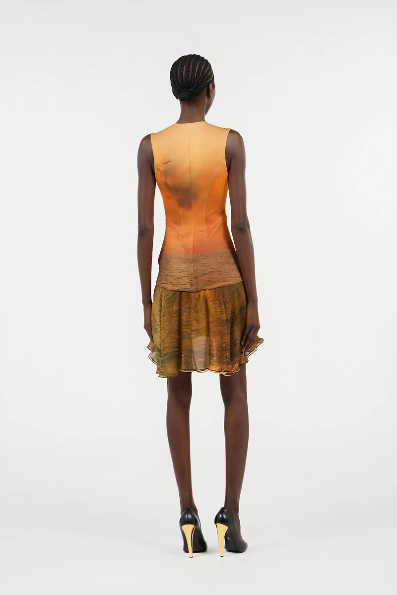 Sunset Print Short Dress