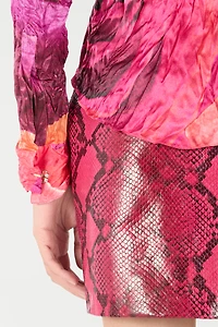 Shirt With Bejeweled Buttons And Rose Print