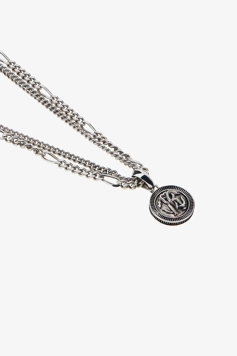 Silver-Tone Layered Necklace with Monogram RC