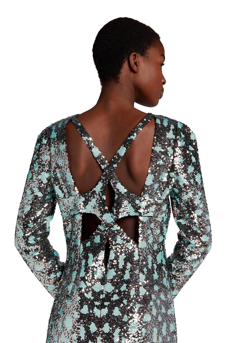 Leopard Sequin-Embellished Dress