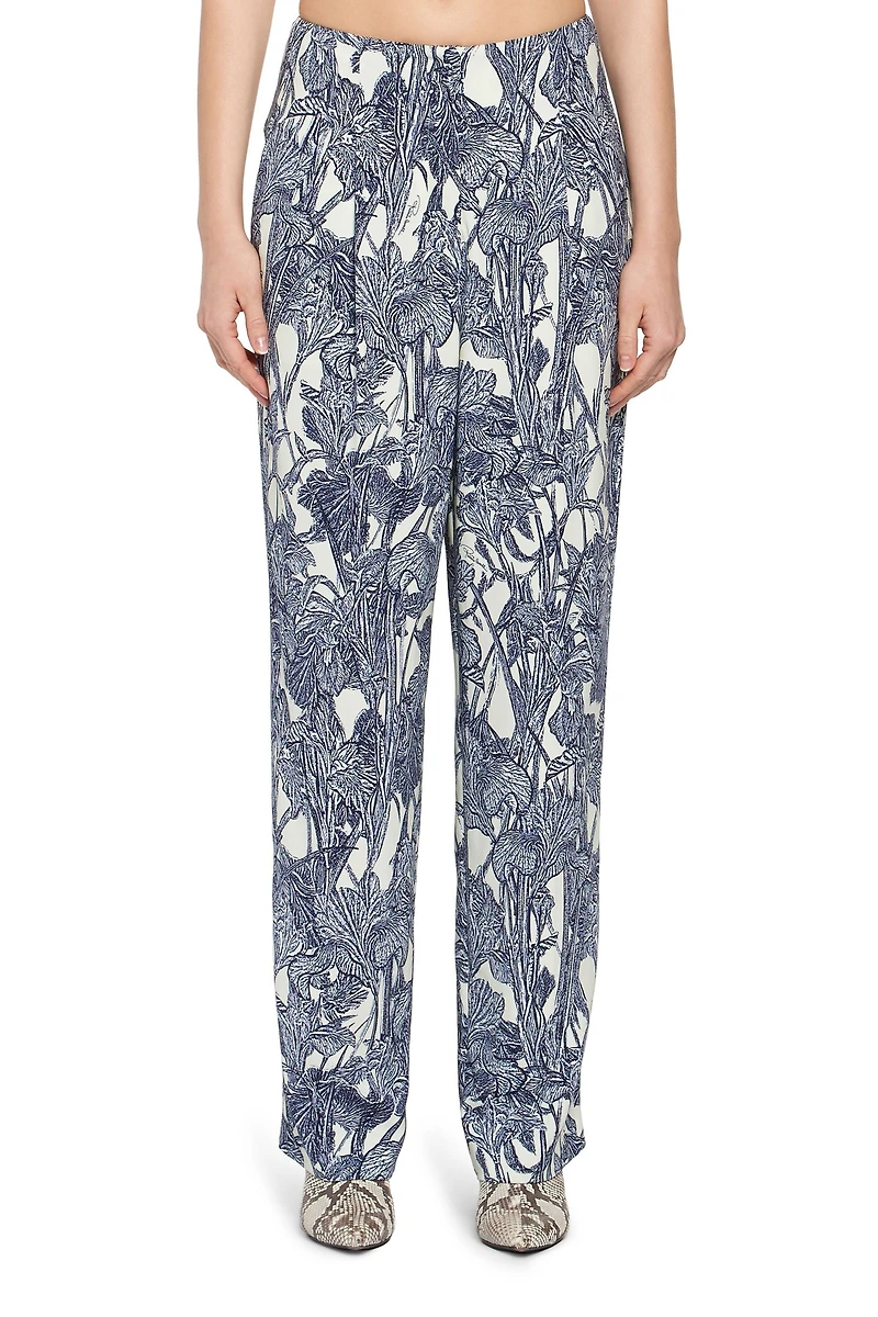 Iris print straight leg trousers