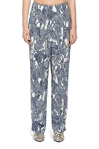 Iris print straight leg trousers