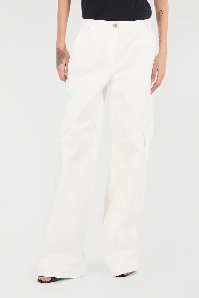 Stretch Cotton Pants With Python Print