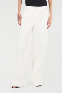 Stretch Cotton Pants With Python Print
