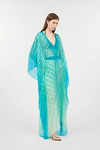 Long Caftan With Optical Glass Print