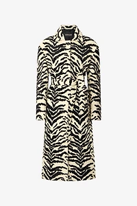 Coat With White Tigress Print