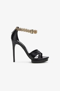 Panther-head high-heel sandals