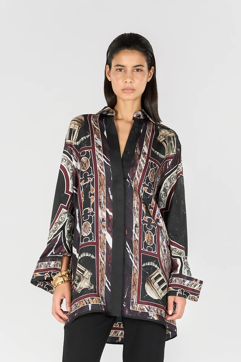 Shirt dress with Marble print