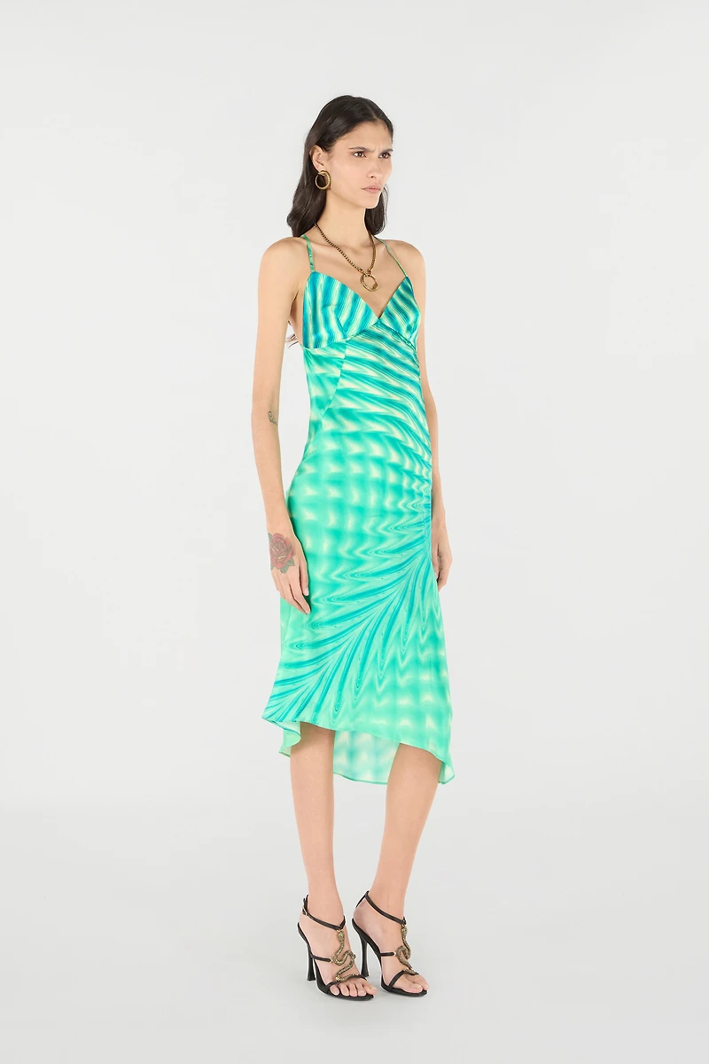 Asymmetric Dress With All-Over Print