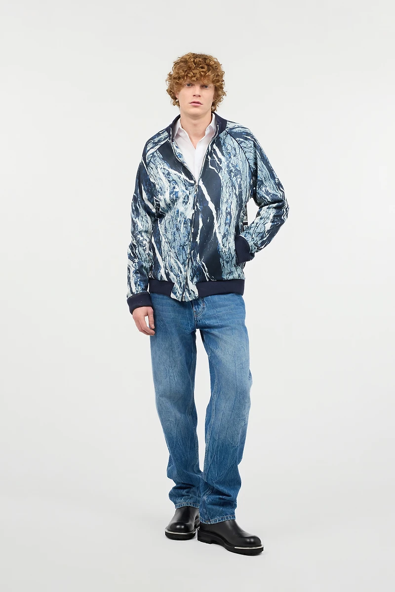 Sweatshirt With Zip And Rubane Print