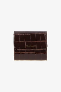 Brown Croc-Effect Leather Card Case