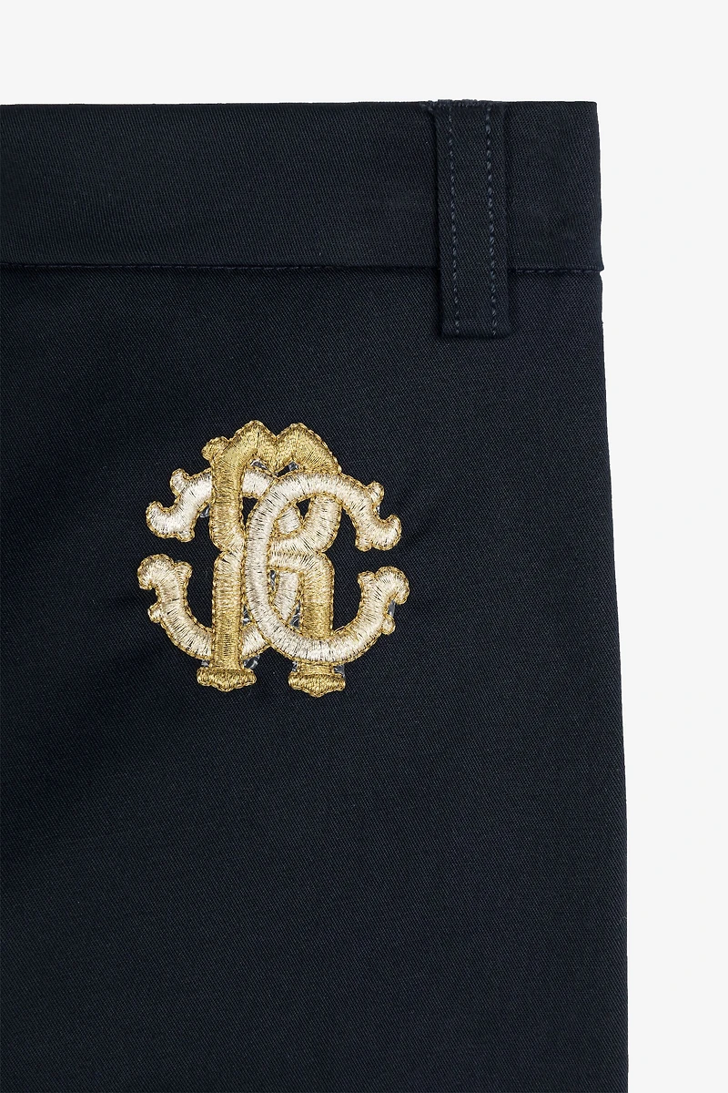 RC Monogram-Embroidered Cotton Trousers