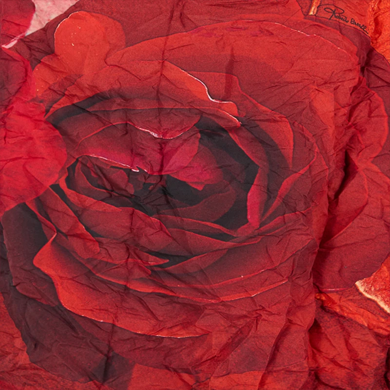 Long Crinkle-Effect Trench Coat With Rose Print