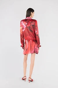 Mini Shirt Dress With Rose Print