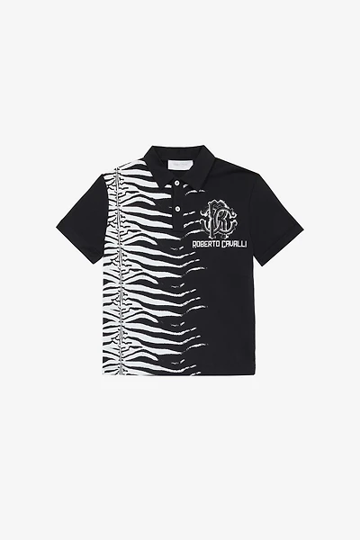 Tiger Skin Polo-Shirt With RC Monogram And Logo