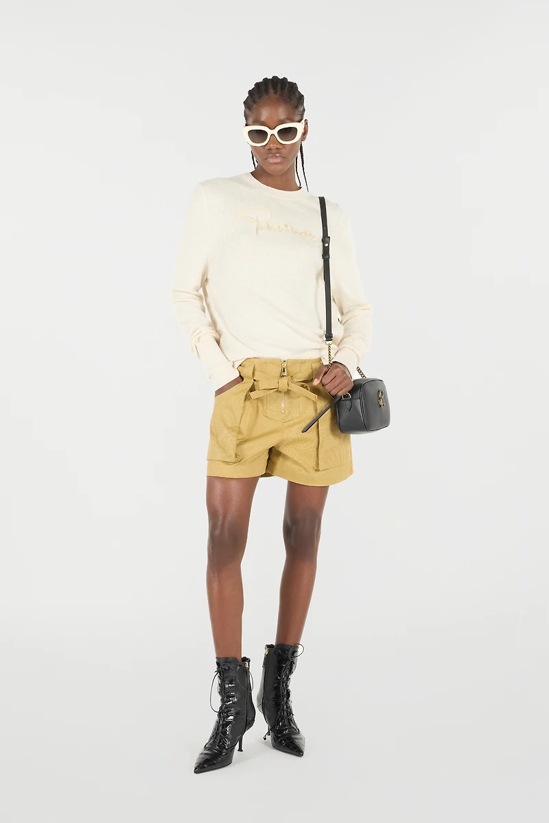 Belted Shorts With Python Print
