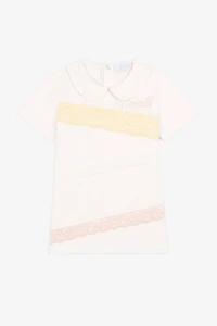Logo-Embroidered Lace-Trimmed Top