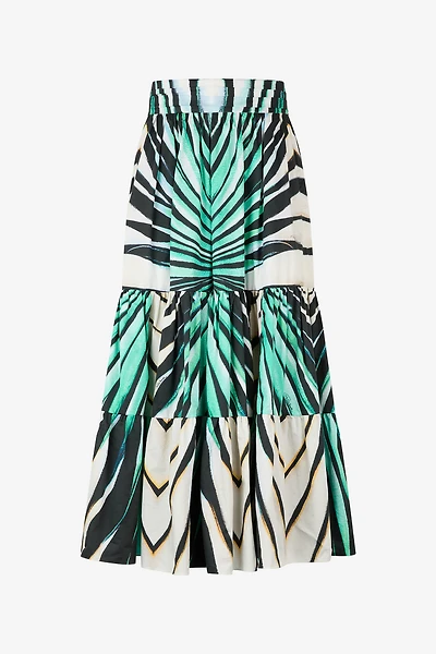 Ray Of Sea Print Cotton Midi Skirt