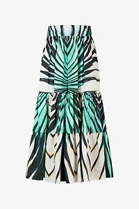 Ray Of Sea Print Cotton Midi Skirt