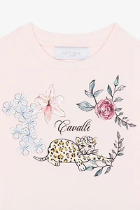 Jaguar And Flower-Print Silk Dress
