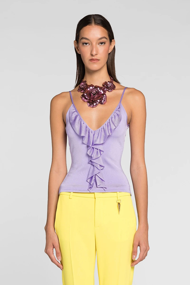 Ruffle-detailed vest top