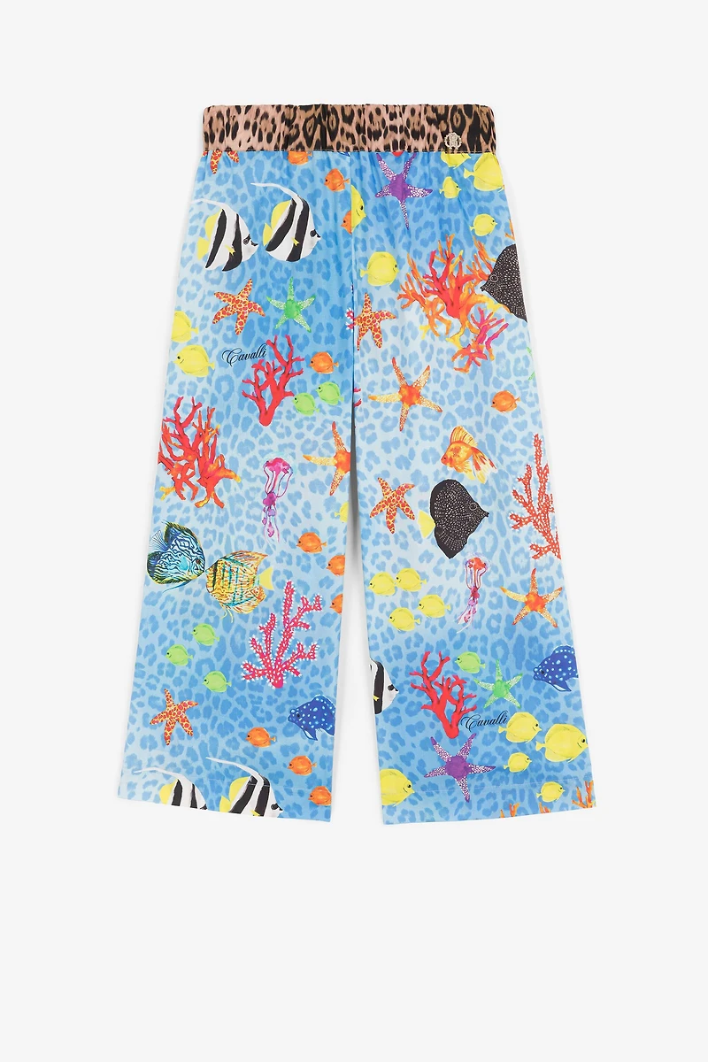 All-over sealife-print trousers