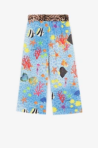 All-over sealife-print trousers