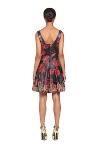 Micro Parrot Tulip print leather dress
