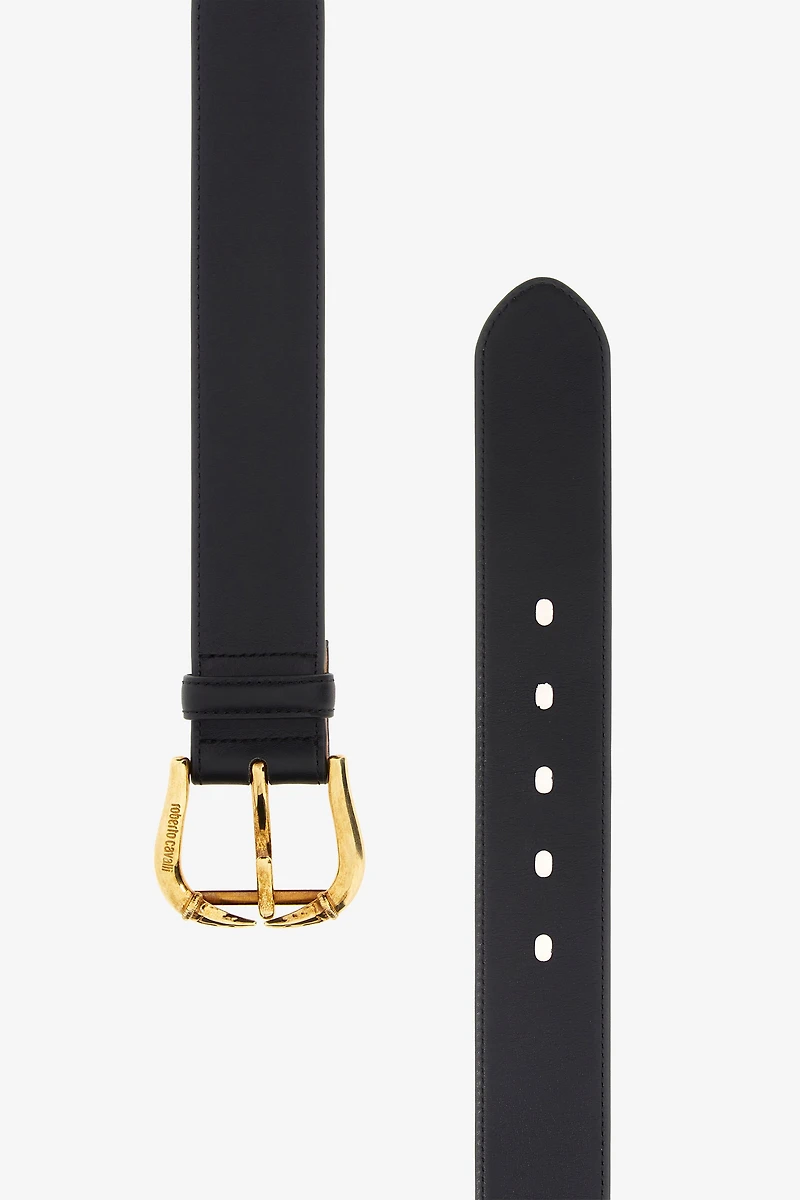 Leather belt with buckle