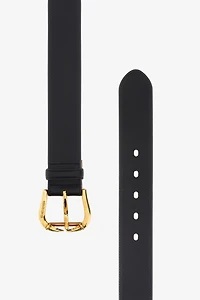 Leather belt with buckle