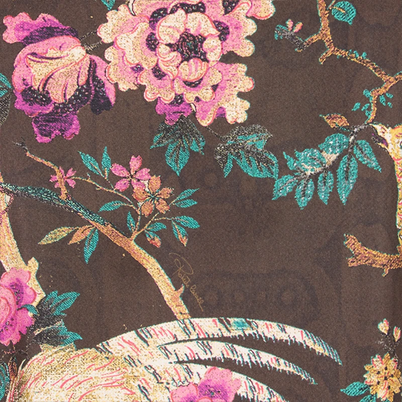 Silk Shirt With Oriental Bird Print