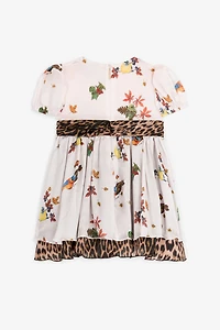 Leopard And Bird-Print Silk Dress
