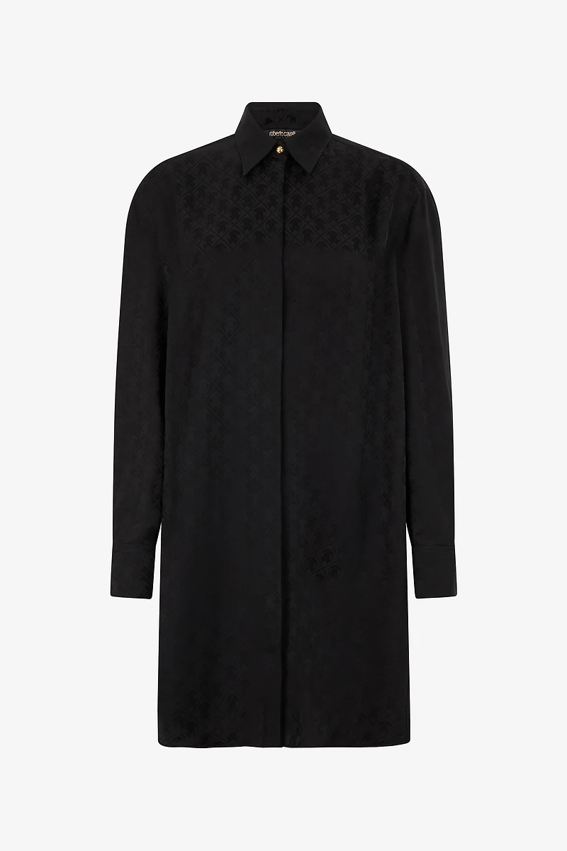 Silk Mini Shirt Dress with Monogram RC